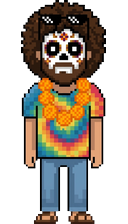 vibe check as a Catrín — sugar-skull face paint and a marigold lei